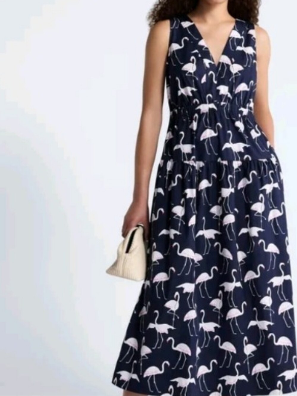 Free Assembly Navy Flamingo Print Maxi Dress Size L (12-14) NWT